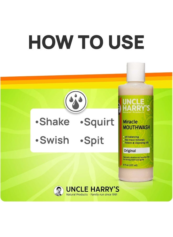 Uncle Harry's Natural Alkalizing Miracle Mouthwash - Balances pH & Soothes Throat While Freshening Breath (8 fl. oz.) - Image 5